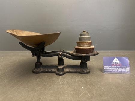 Cast Iron Balance Scales with Weights