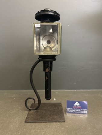 Antique Candle Light Carriage Lamp on Metal Stand