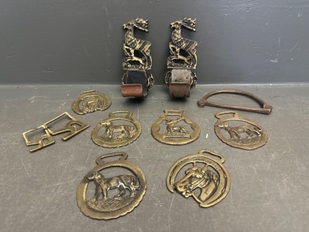 Lot of Brass Horse Medallions