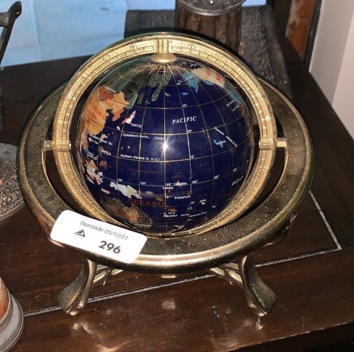 Small Brass & Gemstone Desktop Globe