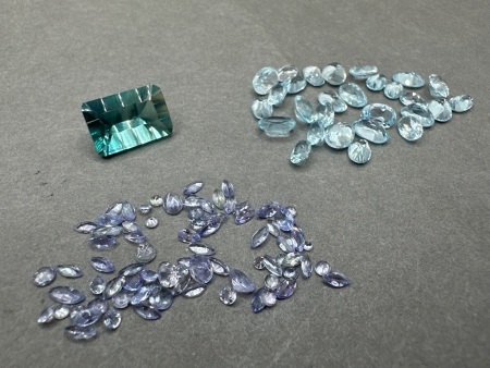 8.5 Carat Fluorite Gemstone + 20 Carats Blue Topaz Gemstones + 5 Carats Tanzanite Gemstones