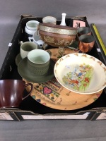 Large Box Lot inc. Bunnykins, Musical Birthday Tray, Retro Salt Pot & Jug, Copper & Brass Bowl, French Porcelain etc - 2