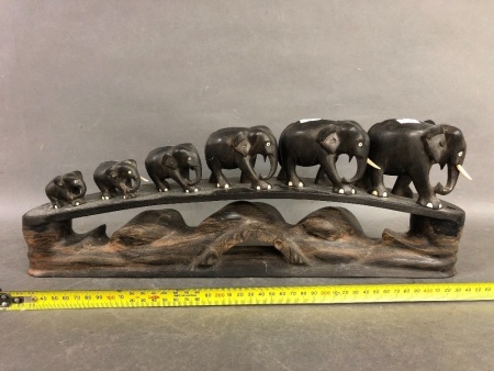 Vintage Carved Ebony Elephant Bridge