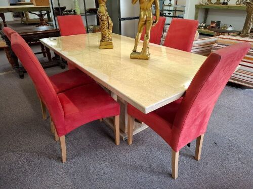 6 x Red Suede Dining Chairs