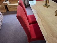 6 x Red Suede Dining Chairs - 4