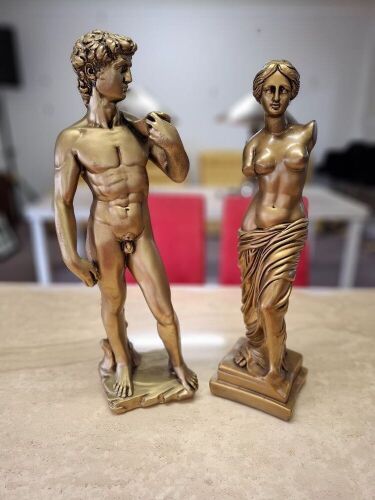David and Venus Resin Sculptures