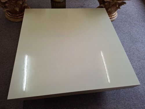 Modern off White Low Square Coffee Table - Glossy Laminate