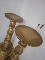 2 x Wooden Gold Painted Plant Stands App 760H - 3