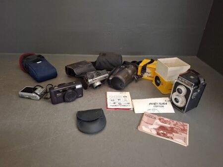 Mixed Camera Lot - Inc Hawkings Camera (boxed), Kodak Camera & Case, Fuji, Nikon, Canon Video Camera