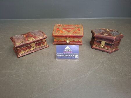 3 Modern Chest like Trinket Boxes with Brass-Look Details