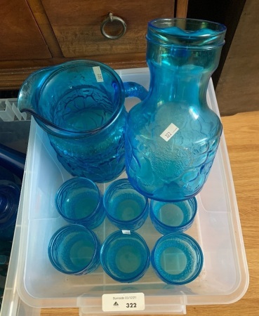 Blue Glass Water Set + Extra Jug