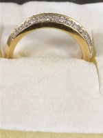 18ct Gold & Double Row Diamond Band - 2