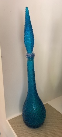 Vintage Blue Hobnail Glass Genie Bottle