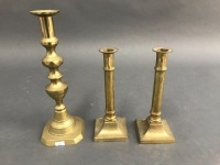 3 Vintage Brass Candlesticks