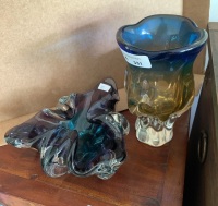 Murano Glass Vase & Handkerchief Style Bowl