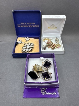 Purple Earrings, Moonstone Set & Rhinestone Set