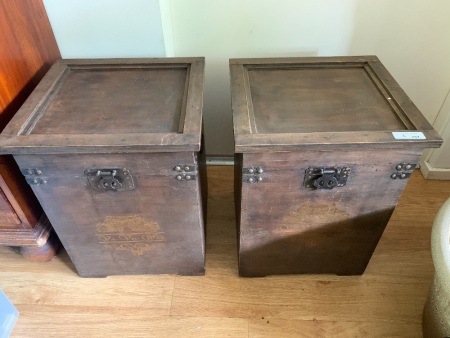 Pair of Contemporary Timber Lift Lid Wine Storage Boxes