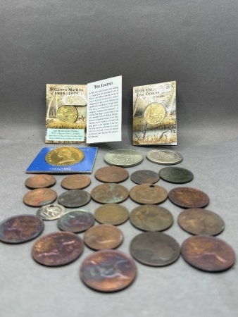 2 1996 Uncirculated Australian Mint 1 Dollar Coin, Madame Tussauds Solid Bronze Coin + Assortment of Coins