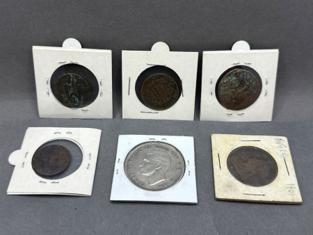 6 Various Coins inc. 1937 Commonwealth of Australia One Crown & 1901 One Penny