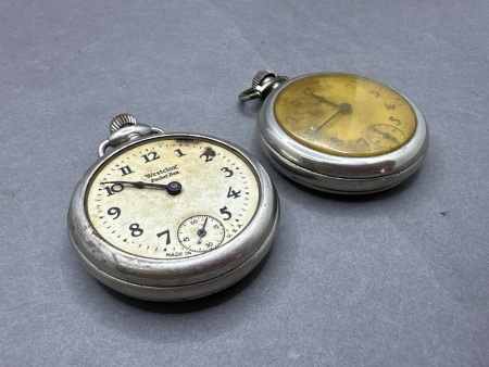 Westclox Pocket Watch, Made in USA (glass missing) & Westclox Pocket Watch, Made in Canada
