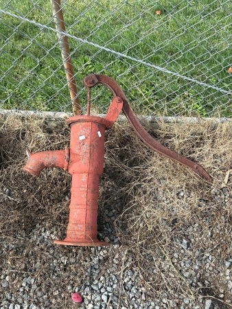 Vintage Red Cast Iron Hand Water Pump