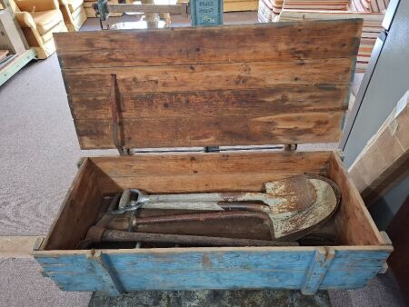 Vintage Garden Tools in Vintage Wooden Crate/Tool Box