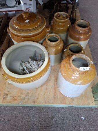 Large Lot of Stoneware Kitchenalia - Incs 2 Big Pots