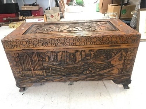 Chinese Carved Camphor Chest