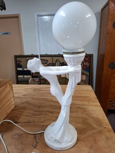 White porcelain lady lamp - repaired