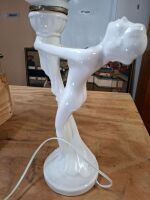 White porcelain lady lamp - repaired - 3