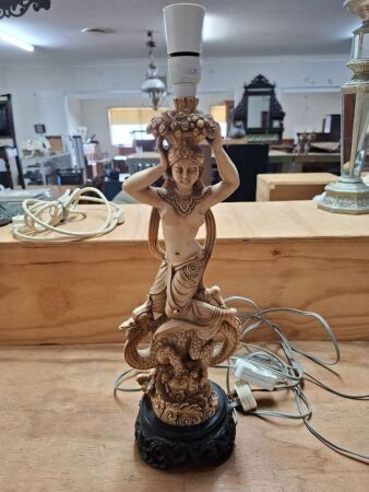 Goddess riding dragon resin sculpture lamp