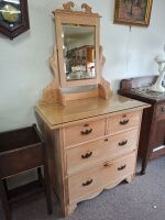 Pine dresser with beveled edge mirror