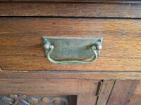 Vintage sideboard with carved door and brass handles - 3
