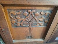 Vintage sideboard with carved door and brass handles - 4