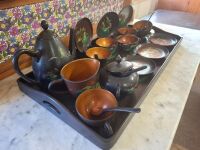 Black laquer Asian tea set - 2