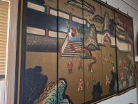 6-panel wall hanging chinese laquer art - 185 x 122cm - 2