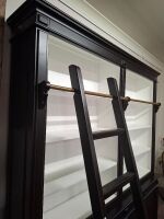 2-bay library bookcase with sliding ladder - as new - 2