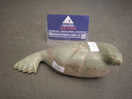 Vintage Inuit Green Stone Carved Seal