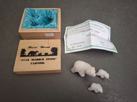 Hand Carved Polar Bear Marble Stone Scultures