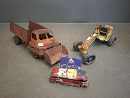 3 x Vintage Metal Toy Vehicles