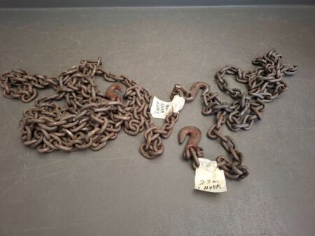 High Tensile Chain - 1 x 2.3m and 1 x 5.2m (hooks both ends)
