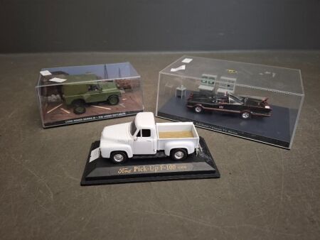 3 x Collectable Car Models - Incs Batman - Ford F-100 - Jeep 007