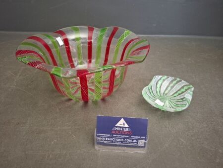 Large Morano Latticino Bowl and Small One