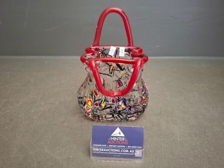 Morano Style Heavy Art Glass Basket