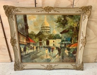 Mid Century Style French Oil on Canvas in Frame