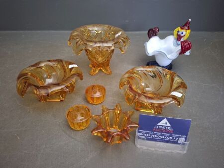 Murano Glass Clown Dish with Amber Glass Collection