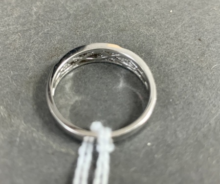 Sterling Silver & Diamond Band - Size O