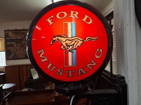Ford Mustang bowser globe with cast alloy wall mount - reproduction