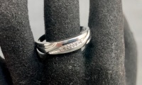 Sterling Silver & Diamond Band - Size O - 2