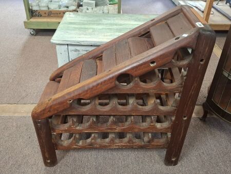 Rustic wine rack handmade with recycled hardwood timber